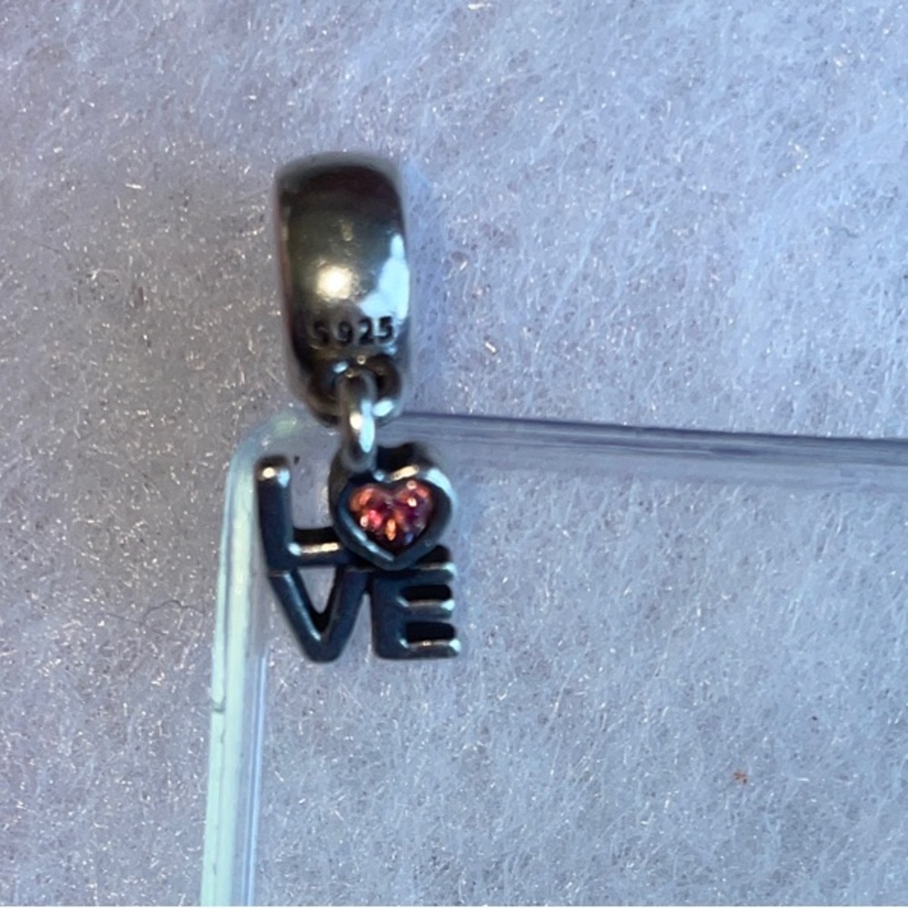 Pandora Silver Love Charm with Pink Heart